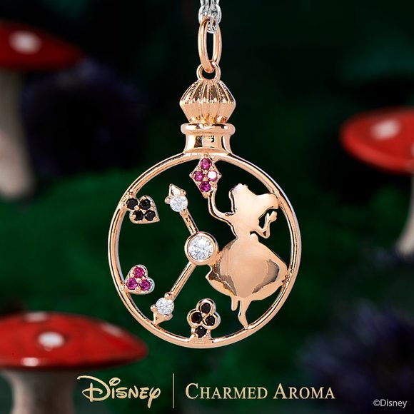 Disney Alice in Wonderland Necklace, 925 Sterling Silver, 18k rose gold - Picture 1 of 3